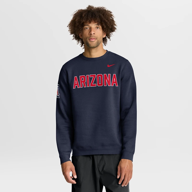 Men's Nike Navy Arizona Wildcats 2026 Sideline Club Sweatshirt