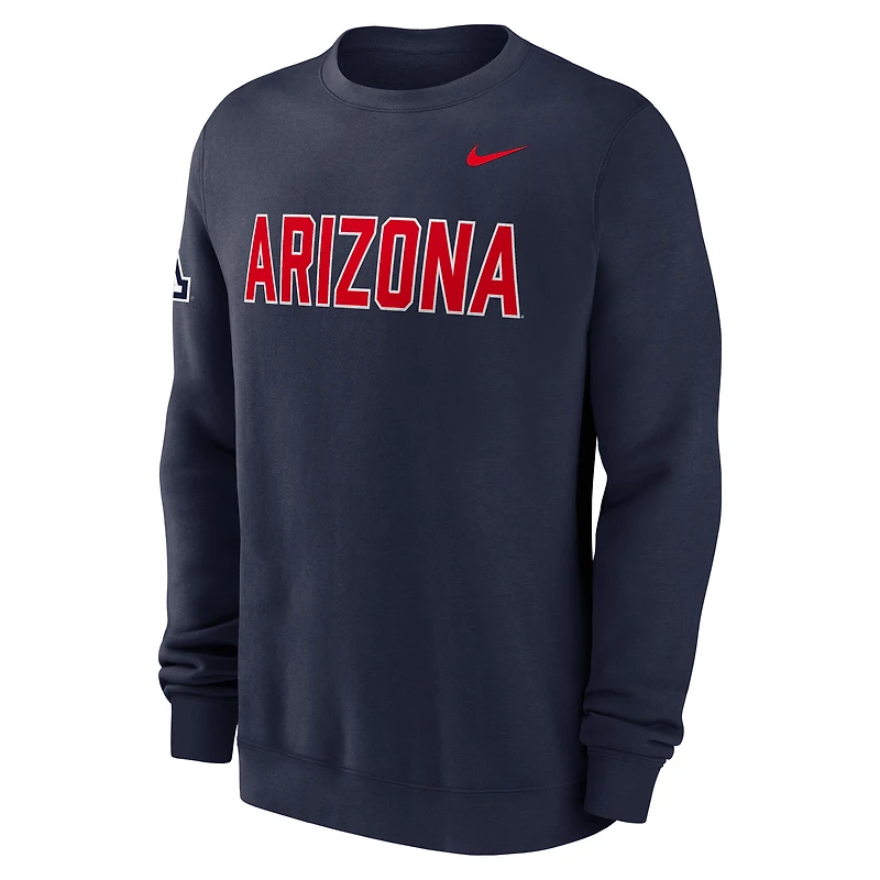 Men's Nike Navy Arizona Wildcats 2026 Sideline Club Sweatshirt