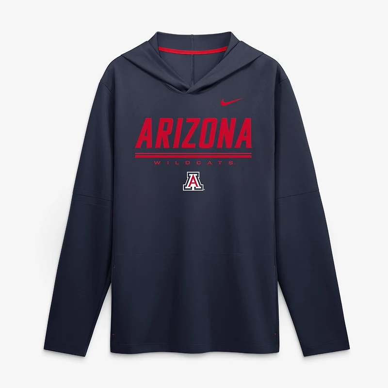 Men's Nike Navy Arizona Wildcats 2026 Sideline Lightweight Long Sleeve Hooded Dri-FIT Top