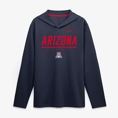 Men's Nike Navy Arizona Wildcats 2026 Sideline Lightweight Long Sleeve Hooded Dri-FIT Top