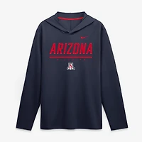 Men's Nike Navy Arizona Wildcats 2026 Sideline Lightweight Long Sleeve Hooded Dri-FIT Top