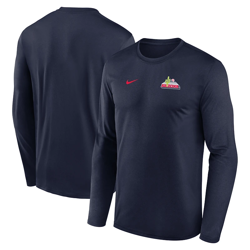 Men's Nike Navy Arizona Wildcats 2026 Sideline Small Logo Legend Dri-FIT Long Sleeve T-Shirt
