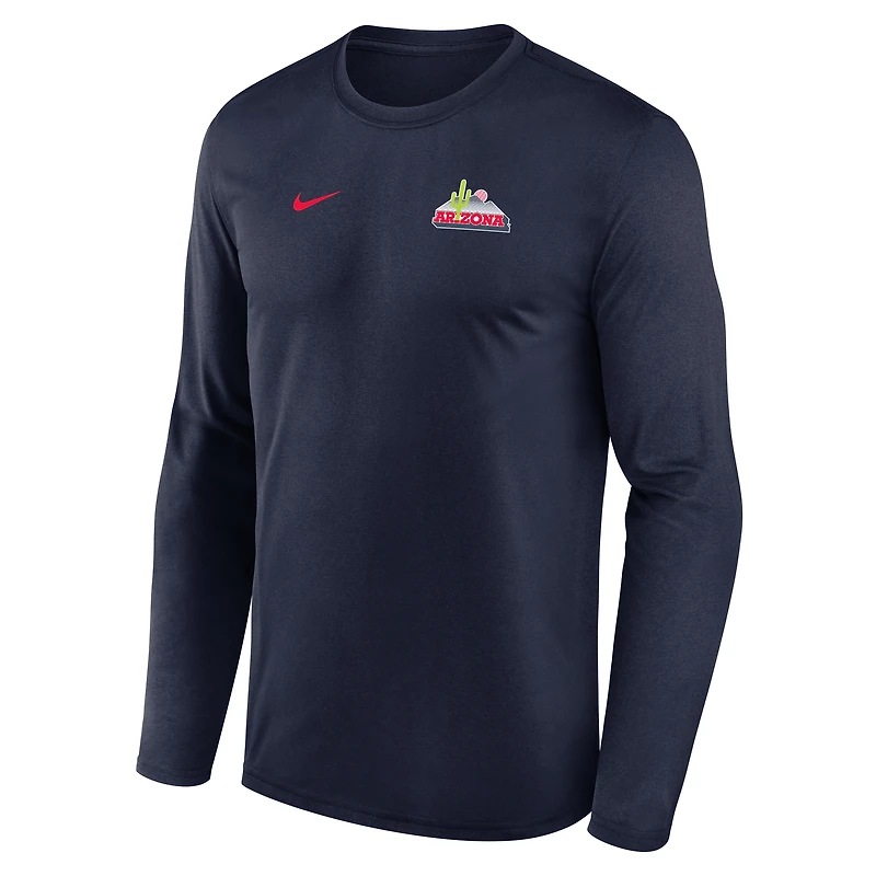 Men's Nike Navy Arizona Wildcats 2026 Sideline Small Logo Legend Dri-FIT Long Sleeve T-Shirt