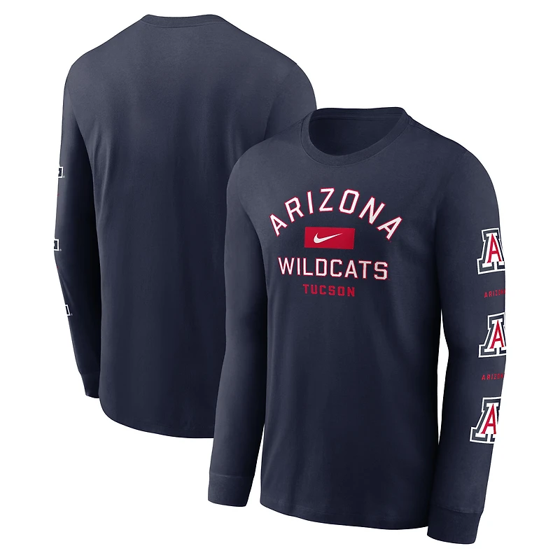 T-shirt Nike bleu marine Arizona Wildcats Classic Location à manches longues pour homme