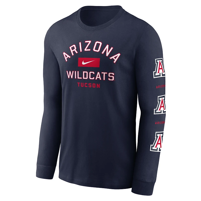 T-shirt Nike bleu marine Arizona Wildcats Classic Location à manches longues pour homme