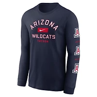 T-shirt Nike bleu marine Arizona Wildcats Classic Location à manches longues pour homme