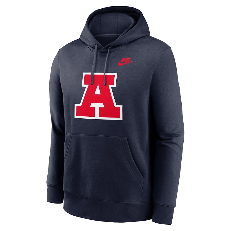Sweat à capuche en polaire Nike pour hommes, bleu marine, Arizona Wildcats Legacy Primary Logo Club