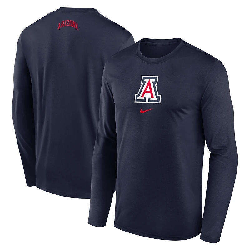 T-shirt à manches longues Nike Navy Arizona Wildcats On-Court Basketball Shootaround Performance pour homme