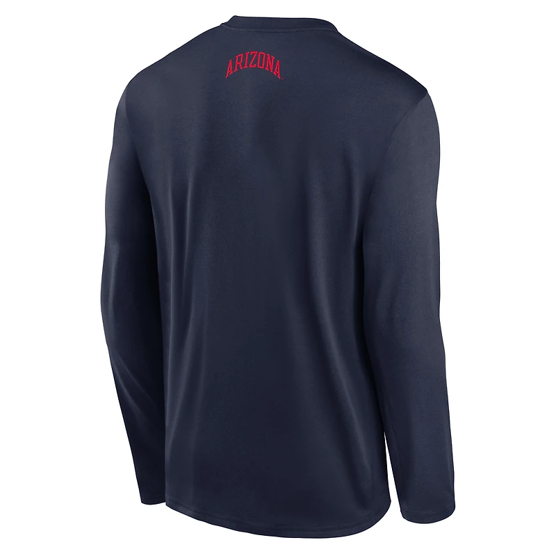 T-shirt à manches longues Nike Navy Arizona Wildcats On-Court Basketball Shootaround Performance pour homme