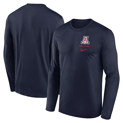 T-shirt Nike bleu marine Arizona Wildcats Primary Stack Legend Performance à manches longues pour homme