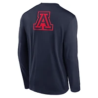 T-shirt à manches longues Nike Arizona Wildcats Primetime Campus 2-Hit Legend Dri-FIT bleu marine pour homme