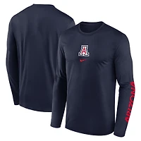 T-shirt à manches longues Nike Dri-FIT Primetime Legend des Arizona Wildcats pour homme, bleu marine