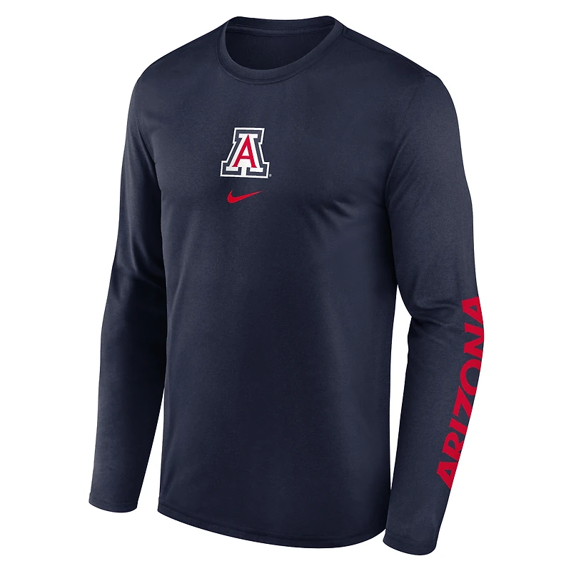 T-shirt à manches longues Nike Dri-FIT Primetime Legend des Arizona Wildcats pour homme, bleu marine