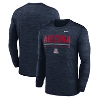 T-shirt à manches longues Nike Arizona Wildcats Sideline Velocity Dri-FIT bleu marine pour homme