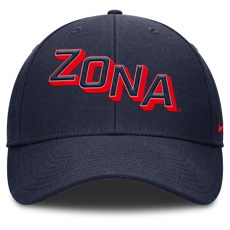 Casquette ajustable Nike bleu marine Arizona Wildcats Slanted Primetime Rise Performance pour homme