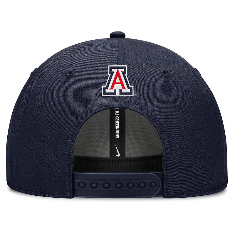 Casquette ajustable Nike bleu marine Arizona Wildcats Slanted Primetime Rise Performance pour homme