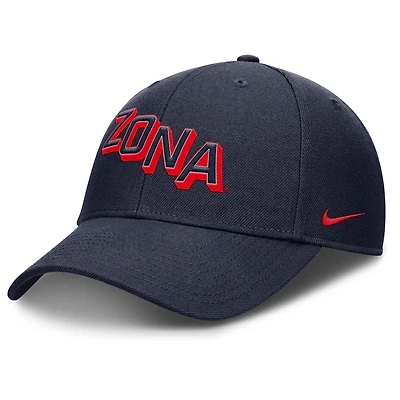 Casquette ajustable Nike bleu marine Arizona Wildcats Slanted Primetime Rise Performance pour homme
