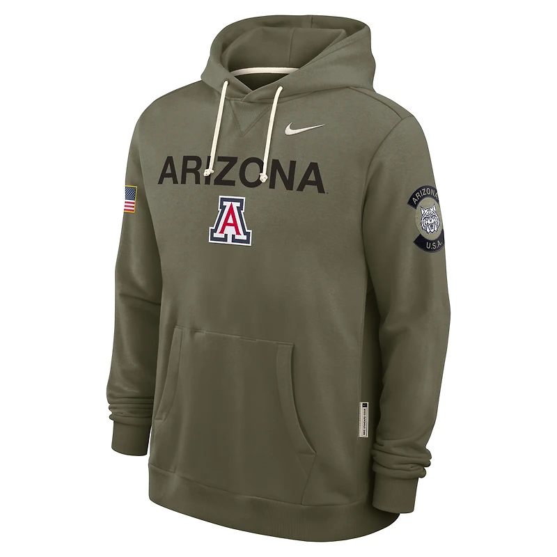 Men's Nike Olive Arizona Wildcats 2025 Military Appreciation Standard Issue Dri-FIT Hoodie