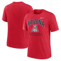 T-shirt Nike rouge Arizona Wildcats Arch Over Logo Tri-Blend pour homme