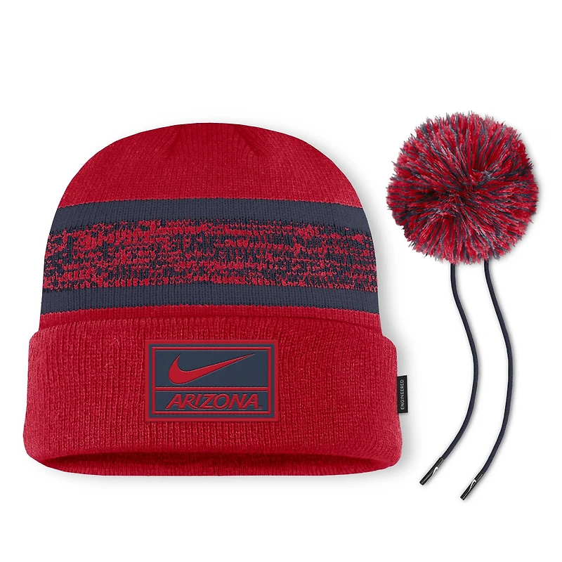Men's Nike  Red Arizona Wildcats On-Field Peak Cuffed Knit Hat with Pom