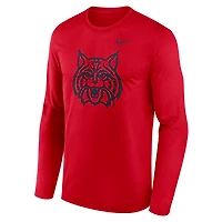 T-shirt Nike rouge à manches longues pour homme, logo alternatif des Wildcats de l'Arizona, Primetime