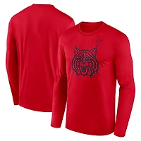 T-shirt Nike rouge à manches longues pour homme, logo alternatif des Wildcats de l'Arizona, Primetime
