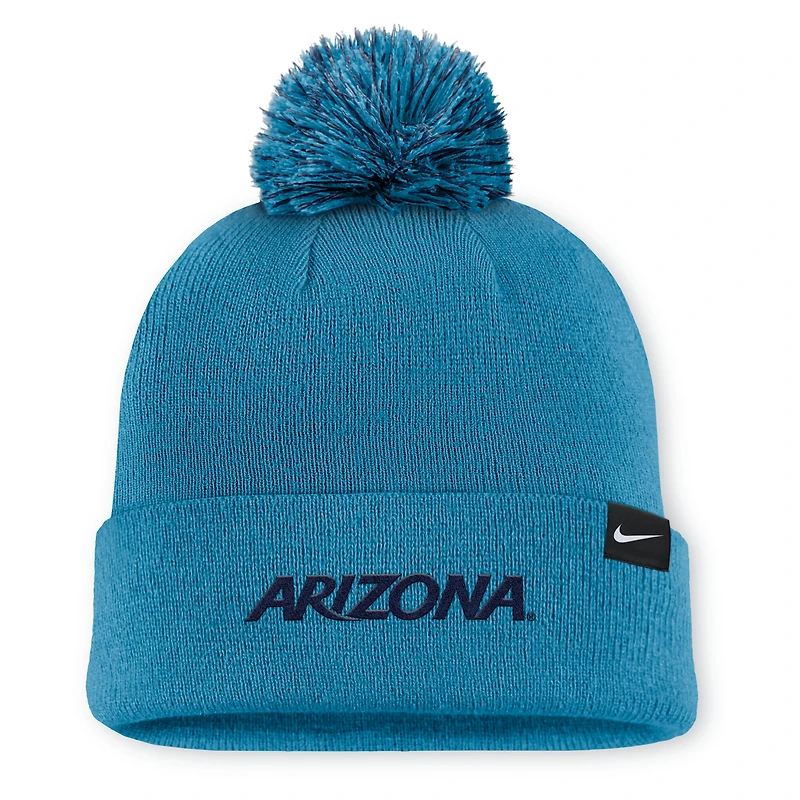 Bonnet en tricot à revers et pompon Nike Turquoise Arizona Wildcats Primetime Peak Campus pour homme