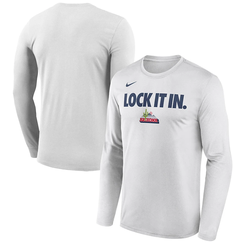 Men's Nike White Arizona Wildcats 2026 On-Court Bench Long Sleeve T-Shirt