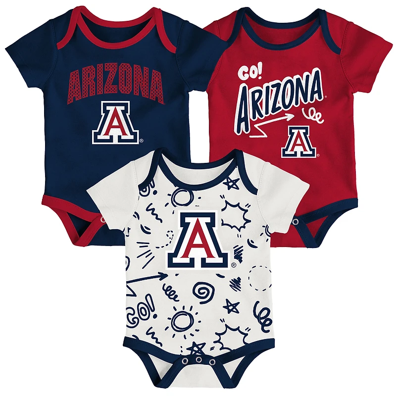 Ensemble de body trois pièces pour nouveau-né et nourrisson Outerstuff Arizona Wildcats All Day Play