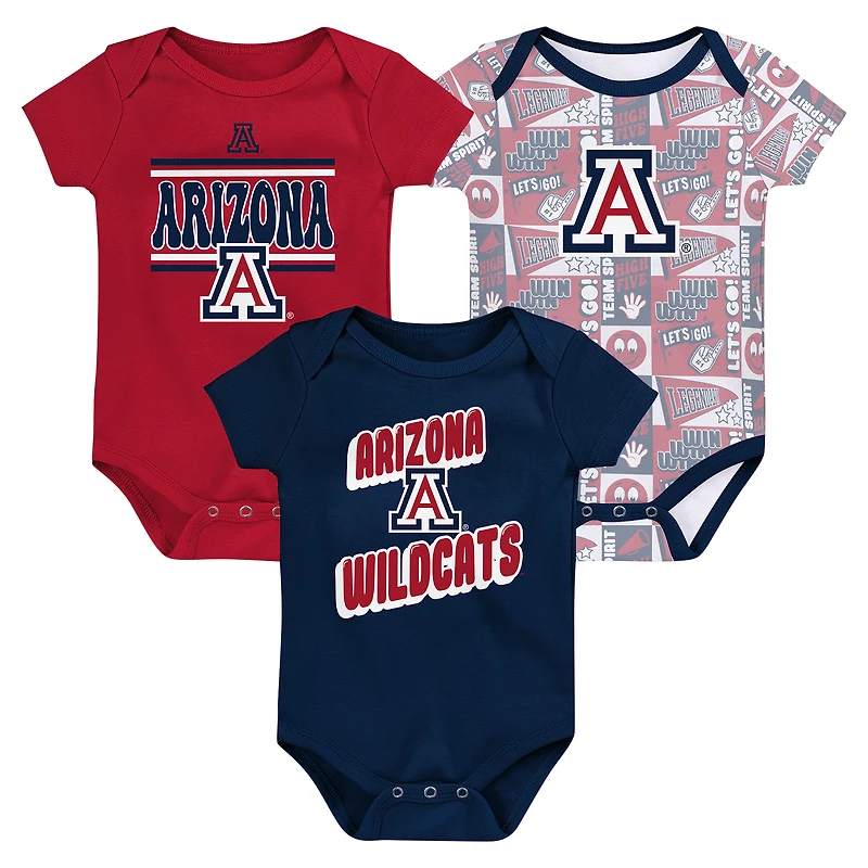 Lot de 3 bodies pour nouveau-né bleu marine Arizona Wildcats Sunday Comics
