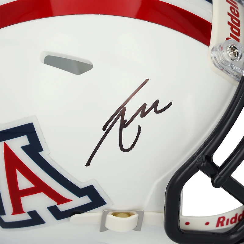 Mini-casque Riddell blanc Speed ​​autographié par Tetairoa McMillan, des Arizona Wildcats