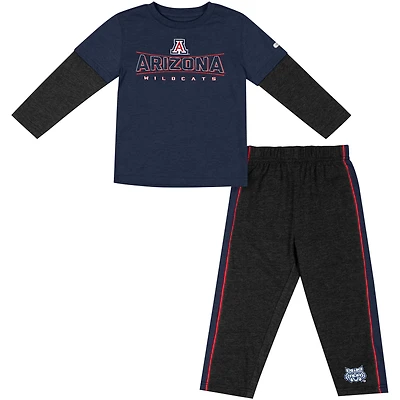 Ensemble t-shirt et pantalon à manches longues Colosseum bleu marine/noir pour tout-petits des Wildcats de l'Arizona