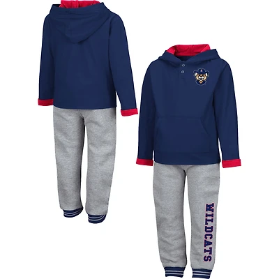 Ensemble sweat à capuche et pantalon de survêtement Colosseum bleu marine/gris chiné Arizona Wildcats Poppies pour tout-petit