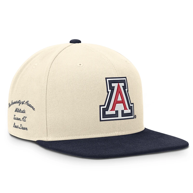 Unisex Nike Natural/Navy Arizona Wildcats Campus Prep Snapback Hat