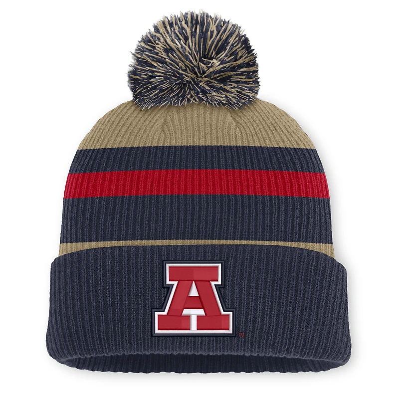 Bonnet unisexe Nike bleu marine/beige Arizona Wildcats Legacy à rayures et pompon
