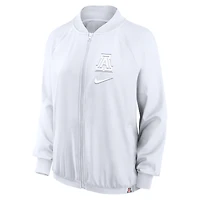Veste aviateur entièrement zippée Nike blanche Arizona Wildcats Raglan pour femme
