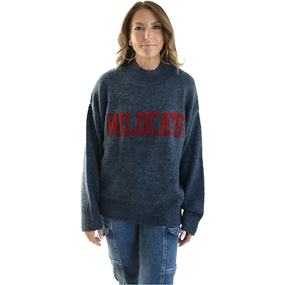 Women's Gameday Social  Navy Arizona Wildcats Oversized Varsity Sweater