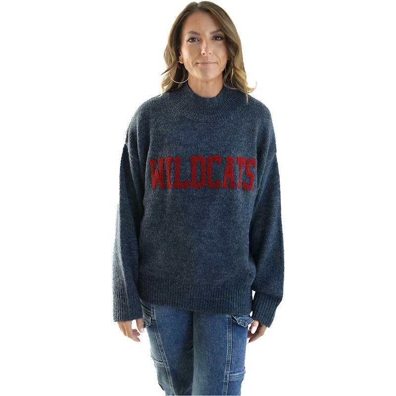 Women's Gameday Social Navy Arizona Wildcats Oversized Varsity Sweater