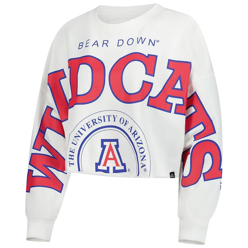 Women's Gameday Social White Arizona Wildcats Phipps Cropped Sweatshirt