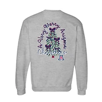 Women's  Heather Gray Arizona Wildcats Classic Merry Christmas Tree Crewneck Sweatshirt