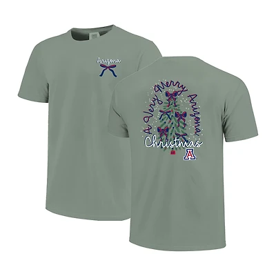 Women's  Light Green Arizona Wildcats Christmas Tree Comfort Colors T-Shirt