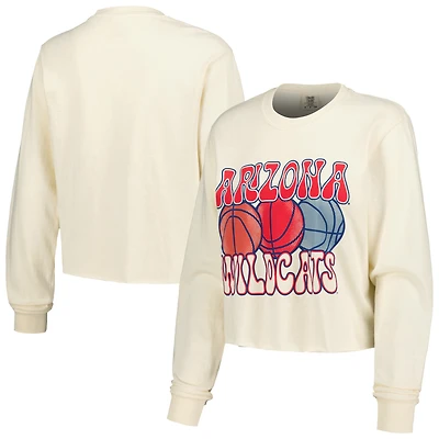Women's Natural Arizona Wildcats Comfort Colors Basketball Cropped Long Sleeve T-Shirt
