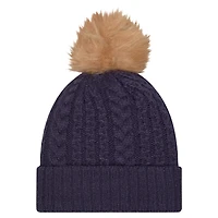 Bonnet en tricot à revers de luxe avec pompon Arizona Wildcats bleu marine New Era pour femme