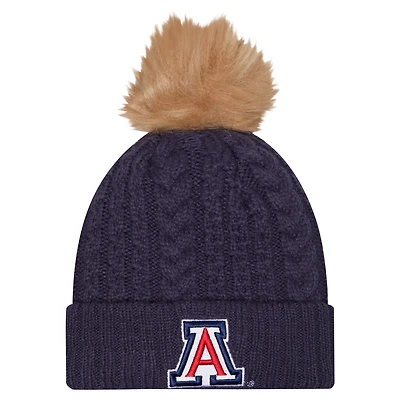 Women's New Era  Navy Arizona Wildcats Luxury Cuffed Knit Hat with Pom