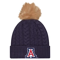 Bonnet en tricot à revers de luxe avec pompon Arizona Wildcats bleu marine New Era pour femme
