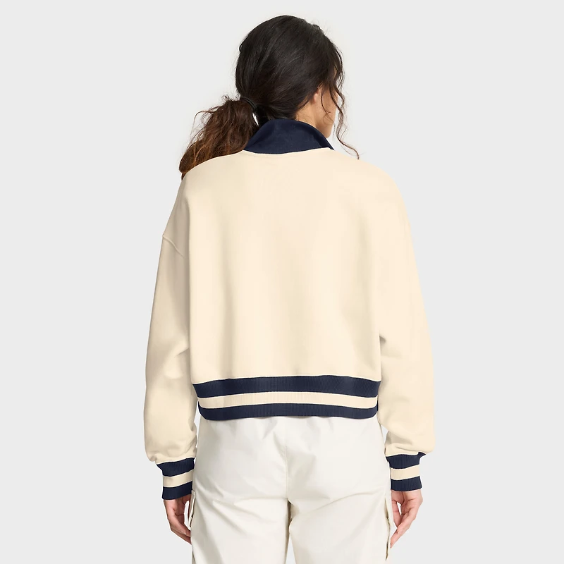 Women's Nike Cream Arizona Wildcats Oversized Legacy Cropped Half-Zip Sweatshirt