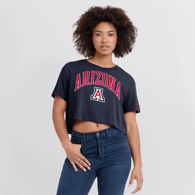 Women's Nike Navy Arizona Wildcats Athletic Prep Arch Dri-FIT Cropped T-Shirt