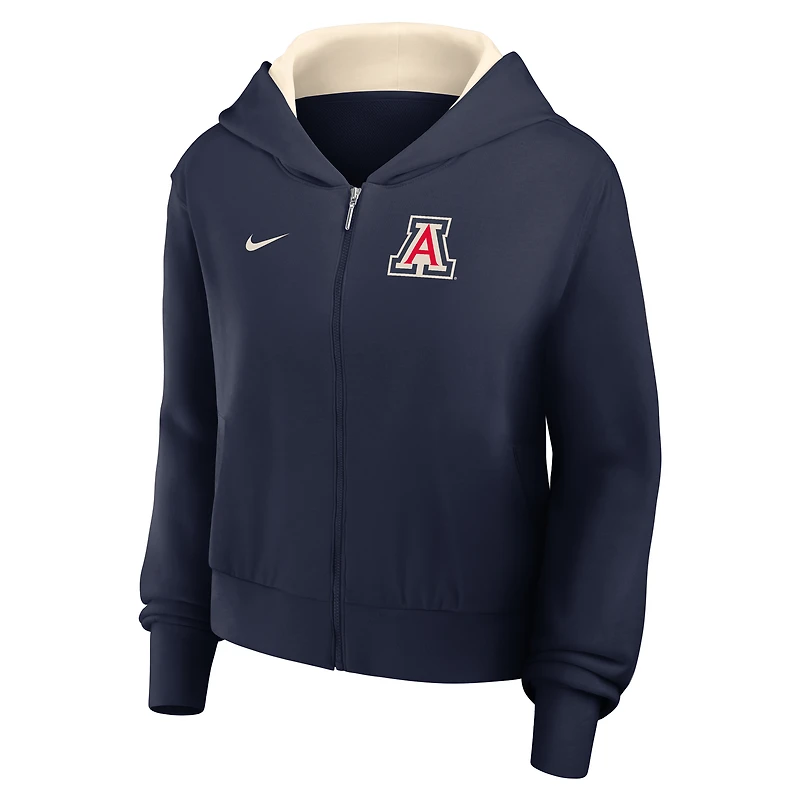 Women's Nike Navy Arizona Wildcats Mantra Cropped Full-Zip Hoodie