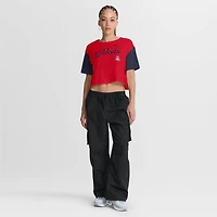 Women's Nike Red/Navy Arizona Wildcats Color-Block Script Dri-FIT Cropped T-Shirt
