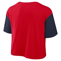 Women's Nike Red/Navy Arizona Wildcats Color-Block Script Dri-FIT Cropped T-Shirt
